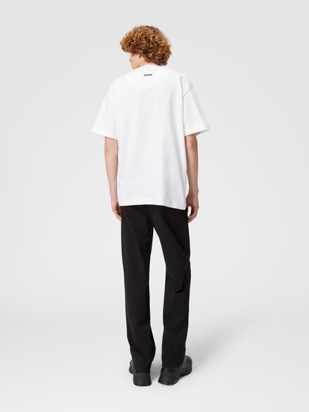 Camiseta de punto de algodón con bordado en zig zag, Blanco  - US24WL0CBJ00L4S01D0