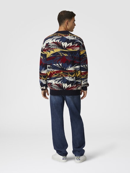 Strickjacke aus Jacquardwolle mit venezianischem Papiermotiv, Blau & Mehrfarbig  - US24WM0WBK040LSM9GP