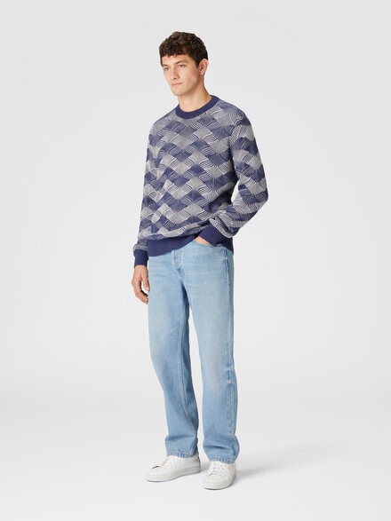 Ribbed crew neck sweater, Blue - US24WN09BK038TS72H6