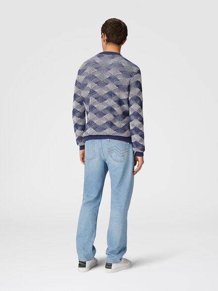 Ribbed crew neck sweater, Blue - US24WN09BK038TS72H6