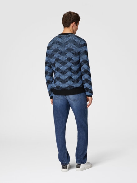 Ribbed crew neck sweater, Blue - US24WN09BK038TS91L1