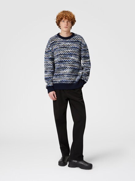 Zigzag wool crewneck pullover, Multicoloured  - US24WN0DBC004OS72G9