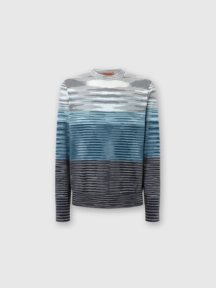 Slub wool crewneck pullover, Blue - US24WN0PBK015US613G