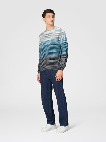 Slub wool crewneck pullover, Blue - US24WN0PBK015US613G