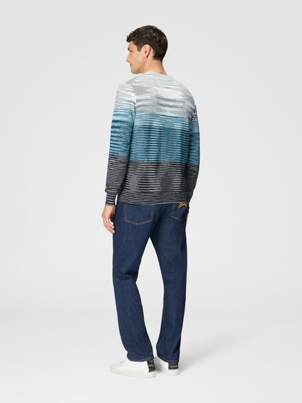 Slub wool crewneck pullover, Blue - US24WN0PBK015US613G