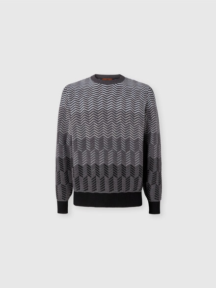 Zigzag virgin wool crewneck pullover, Grey - US24WN0QBK037RS91KL