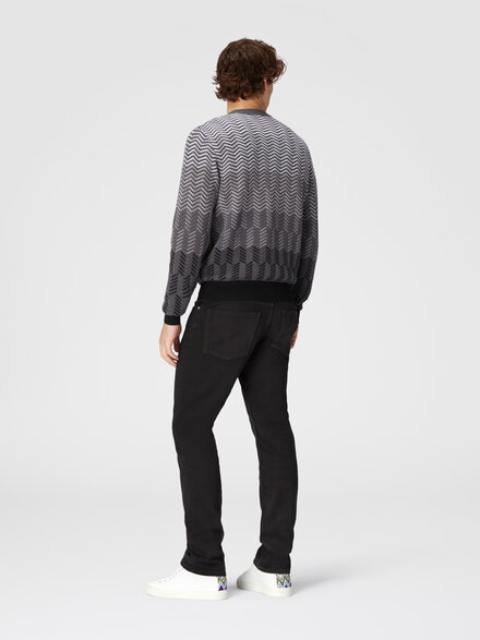 Zigzag virgin wool crewneck pullover, Grey - US24WN0QBK037RS91KL