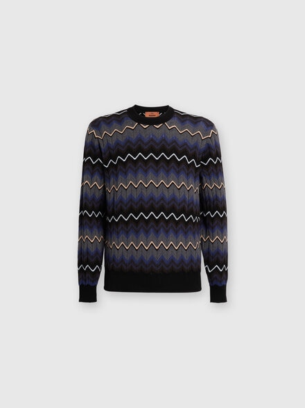 Zigzag wool and cotton crewneck pullover, Multicoloured  - US24WN0RBK039VSM9H2