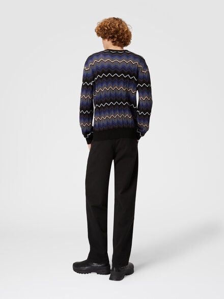 Zigzag wool and cotton crewneck pullover, Multicoloured  - US24WN0RBK039VSM9H2