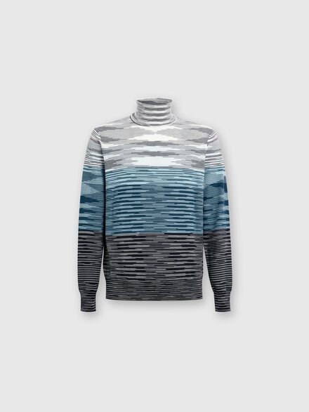 Rollkragenpullover aus Slub-Wolle, Blau - US24WN0UBK015US613G