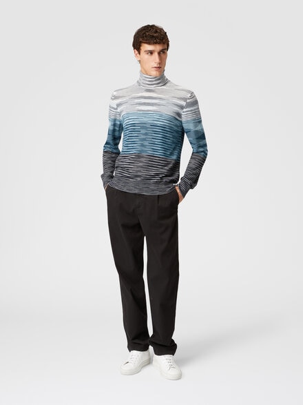 Slub wool turtleneck pullover, Blue - US24WN0UBK015US613G