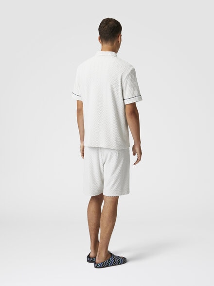 Polo de rizo de algodón en zig zag con ribete en contraste, Blanco  - US25S209BJ00MES01G3