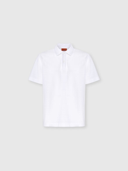 Tonal zigzag cotton jersey polo shirt, White  - US25S20ABJ00LJS01FR