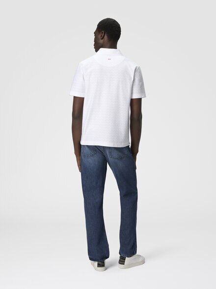 Polo de punto de algodón en zigzag tonal, Blanco  - US25S20ABJ00LJS01FR