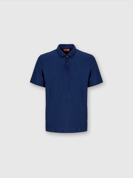 Tonal zigzag cotton jersey polo shirt, Blue - US25S20ABJ00LJS72J1