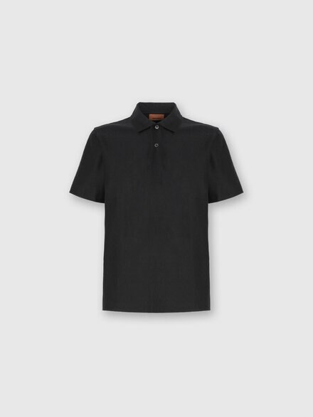 Tonal zigzag cotton jersey polo shirt, Grey - US25S20ABJ00LJS91PC