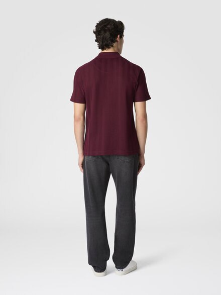 Polo de algodón y viscosa con zigzag tono sobre tono, Borgoña - US25S20NBR0122S417O
