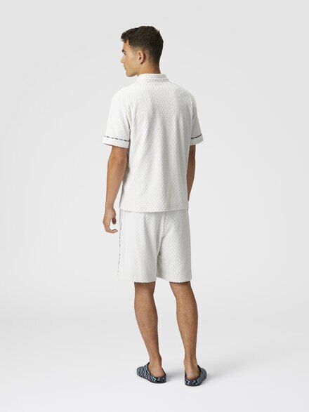 Zig zag cotton terry shorts with contrasting piping, White  - US25SI05BJ00MES01G3