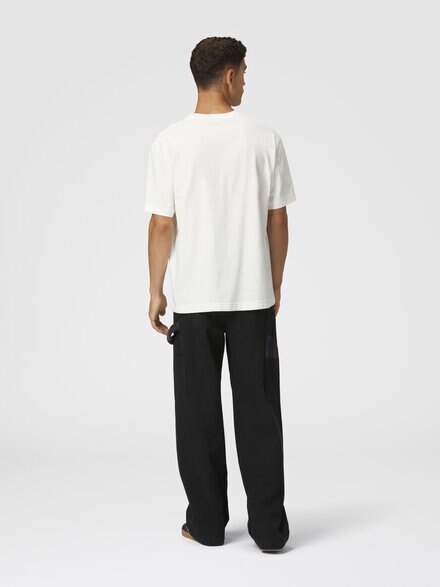 Denim cargo trousers with chevron knit inserts, Multicoloured  - US25SI0EBW00UWS91NH