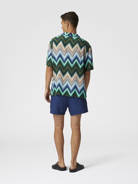 Viscose bowling shirt with macro zigzag and breast pocket, Green - US25SJ0BBW00VDSM9LQ