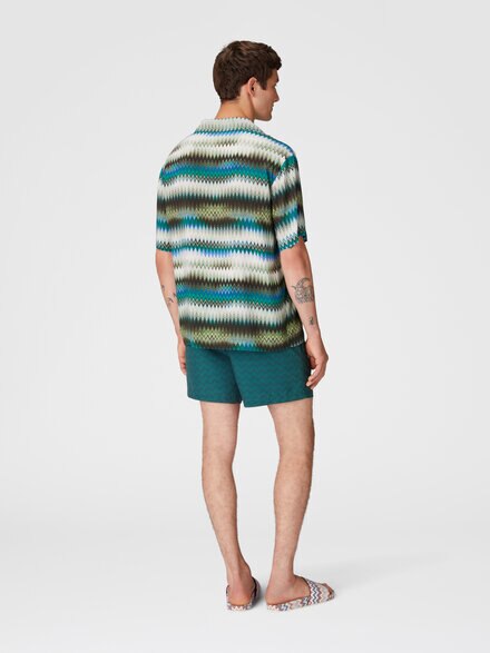 Bowling shirt with gradient micro zig zag print and breast pocket, Green - US25SJ0BBW00W6SM9LT