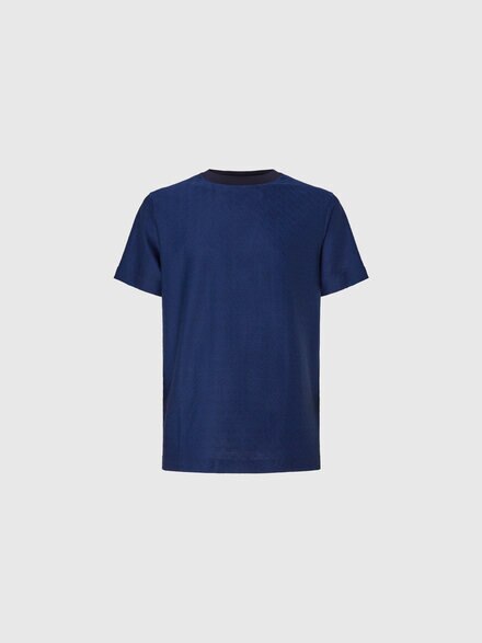 Tone-on-tone zig zag cotton jersey crewneck T-shirt, Blue - US25SL09BJ00LJS72J1