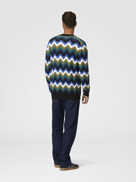 Cárdigan de punto chevron con bolsillos y ribetes en contraste, Azul Oscuro - US25SM0EBK01ARS72KT