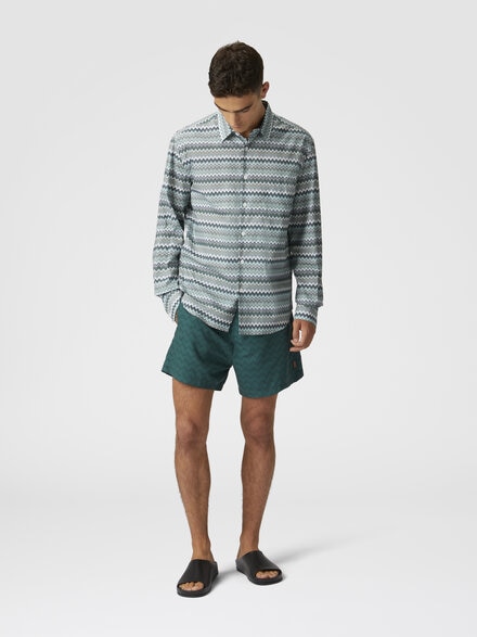Tonal zigzag swim trunks, Green - US25SP00BW00VTS6147