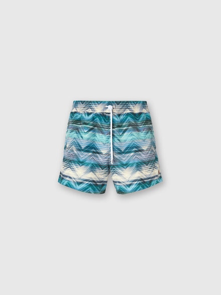 Swim shorts with macro zig zag dégradé print, Blue - US25SP00BW00W2S72JN