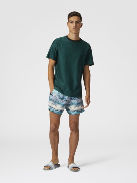 Swim shorts with macro zig zag dégradé print, Blue - US25SP00BW00W2S72JN