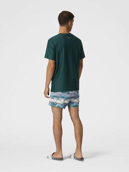 Swim shorts with macro zig zag dégradé print, Blue - US25SP00BW00W2S72JN