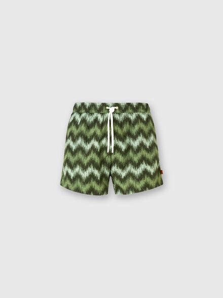 Badehose mit Zick-Zack-Print und gestörter Frequenz, Grün  - US25SP00BW00W9S614G