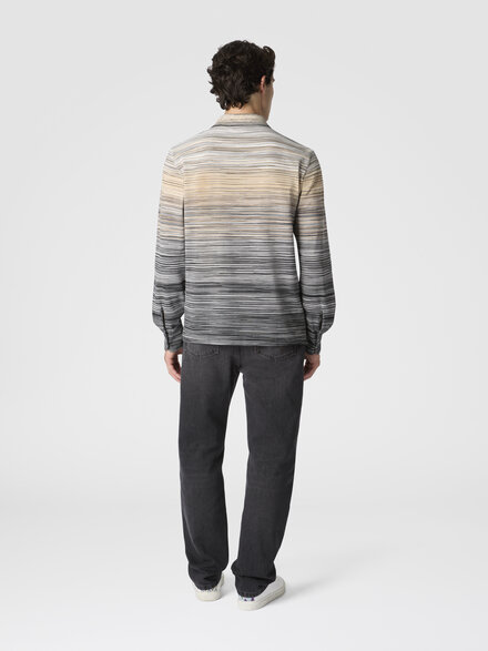 Polo de manga larga de punto flameado, Gris - US25W202BJ0014S91PB