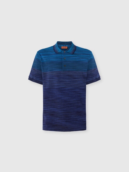 Short Sleeve Polo with Flame Knit, Blue - US25W203BJ0014S72LR