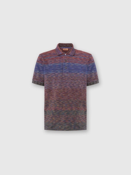 Short Sleeve Polo with Flame Knit, Burgundy & Blue - US25W203BJ0014SM9R8