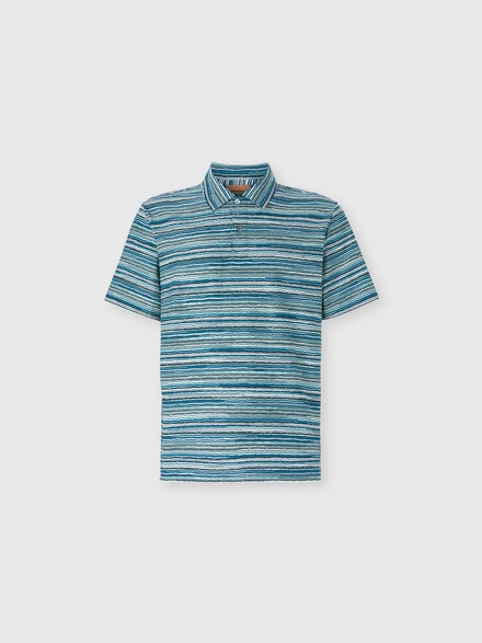 Short Sleeve Polo in Flame Jersey, Blue & Green - US25W205BJ00OKS72LU