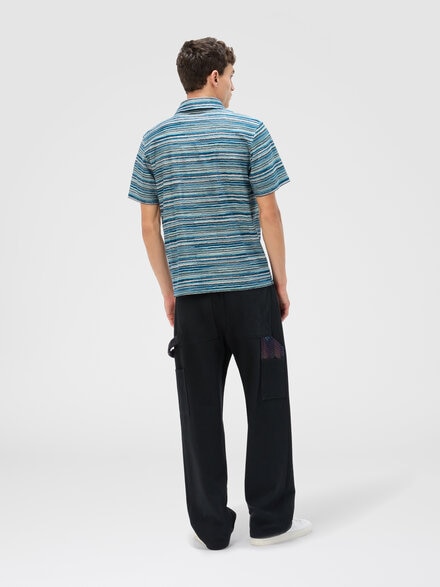 Polo de manga corta de jersey flameado, Azul Oscuro & Verde  - US25W205BJ00OKS72LU