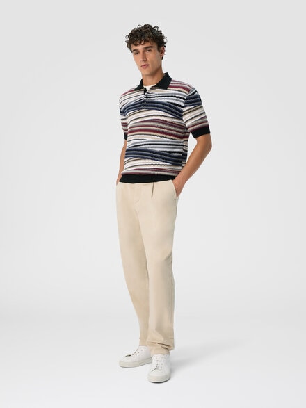 Polo de manga corta con botones y zigzag rayado, Multicolor  - US25W20BBK01CTSM9RX