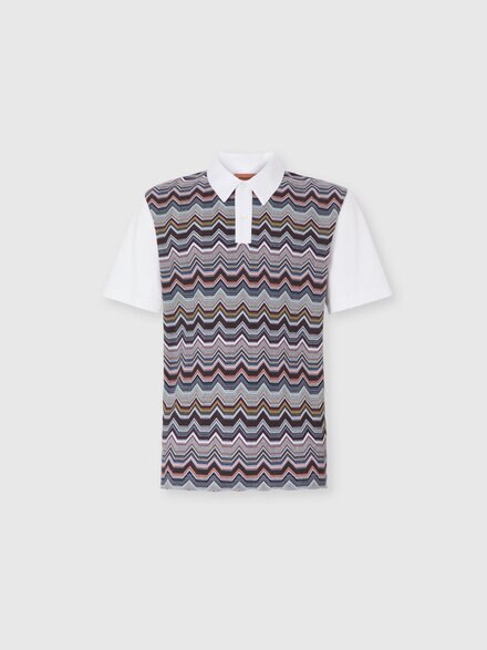 Short Sleeve Polo with Geometric Zigzag Pattern, Multicoloured  - US25W20HBJ00OYS01I6