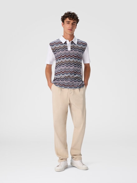 Polo de manga corta con motivo zigzag geométrico, Multicolor  - US25W20HBJ00OYS01I6