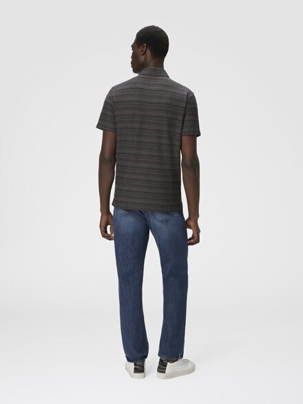 Polo de manga corta de algodón con zigzag, Gris - US25W20LBR013KS91PX