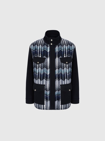 Field Jacket with Zigzag Pattern, Black & Blue - US25WC0FBC0059S72LA