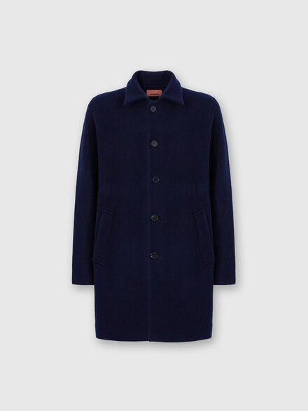 Double Knit Coat with Zigzag Pattern, Blue - US25WC0JBT00A9S72MX