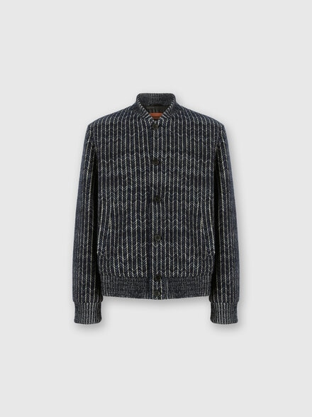 Zigzag Bomber Jacket, Blue & Grey - US25WC0MBC005FS72LC