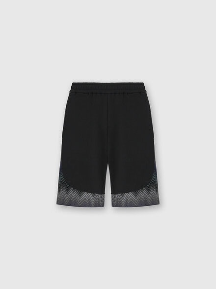 Fleece Shorts with Zigzag Insert, Black - US25WI08BJ00OHS91PU