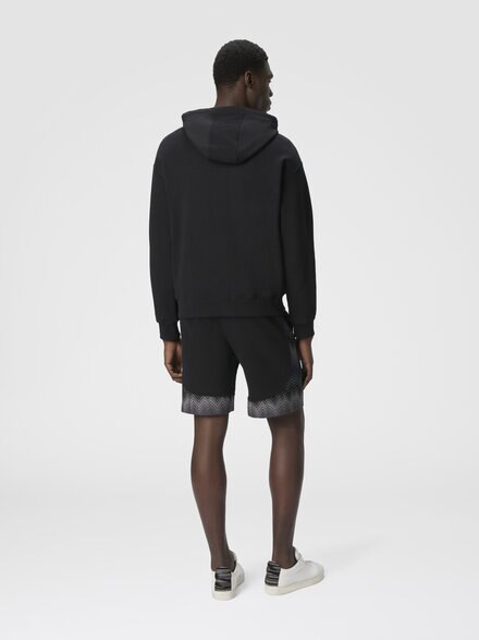 Fleece shorts with zigzag insert, Black - US25WI08BJ00OHS91PU