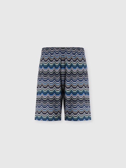 Pure cotton zig zag shorts, Blue & Green - US25WI0EBR012ZS6155