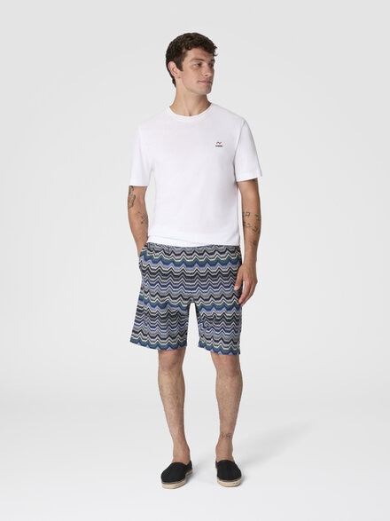 Pure cotton zig zag shorts, Blue & Green - US25WI0EBR012ZS6155