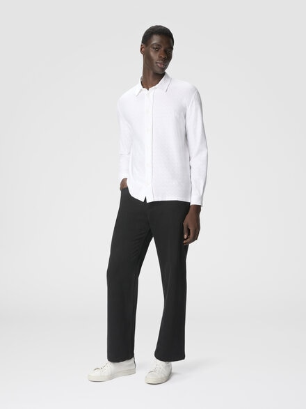 Zigzag jersey cotton shirt tone on tone, White  - US25WJ01BJ00LJS01FR