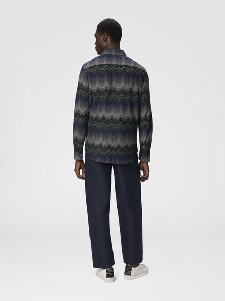 Long sleeve shirt with irregular zigzag, Blue & Green - US25WJ02BR012XS91P2